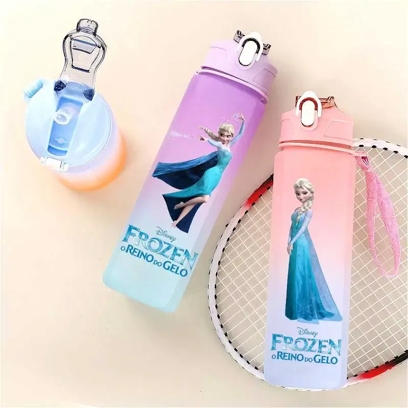 Frozen 750ML Straw Water Cup Children Portable Elsa and Anna Plastic Cartoon Large Capacity Sports Water Bottle Rainbow Cup view 3