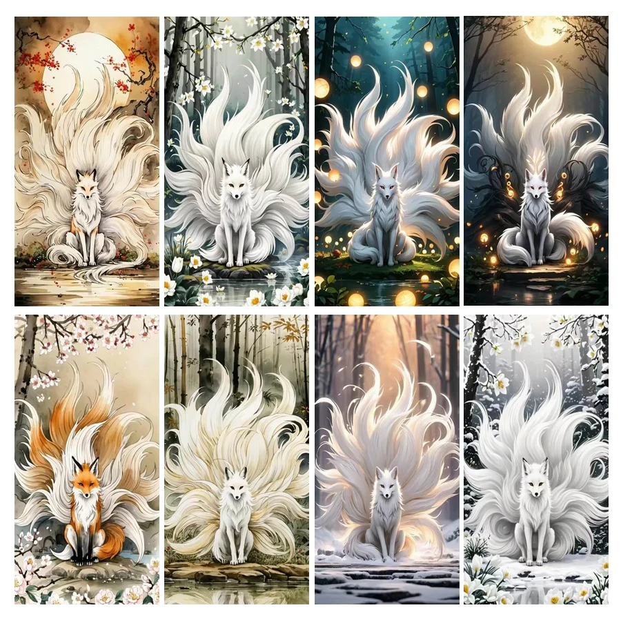 

Diamond Painting Large Size Nine Tailed Fox Diy Pure Handmade Mosaic Embroidery Animal Picture Full Jewellery Cross Stitch Kits