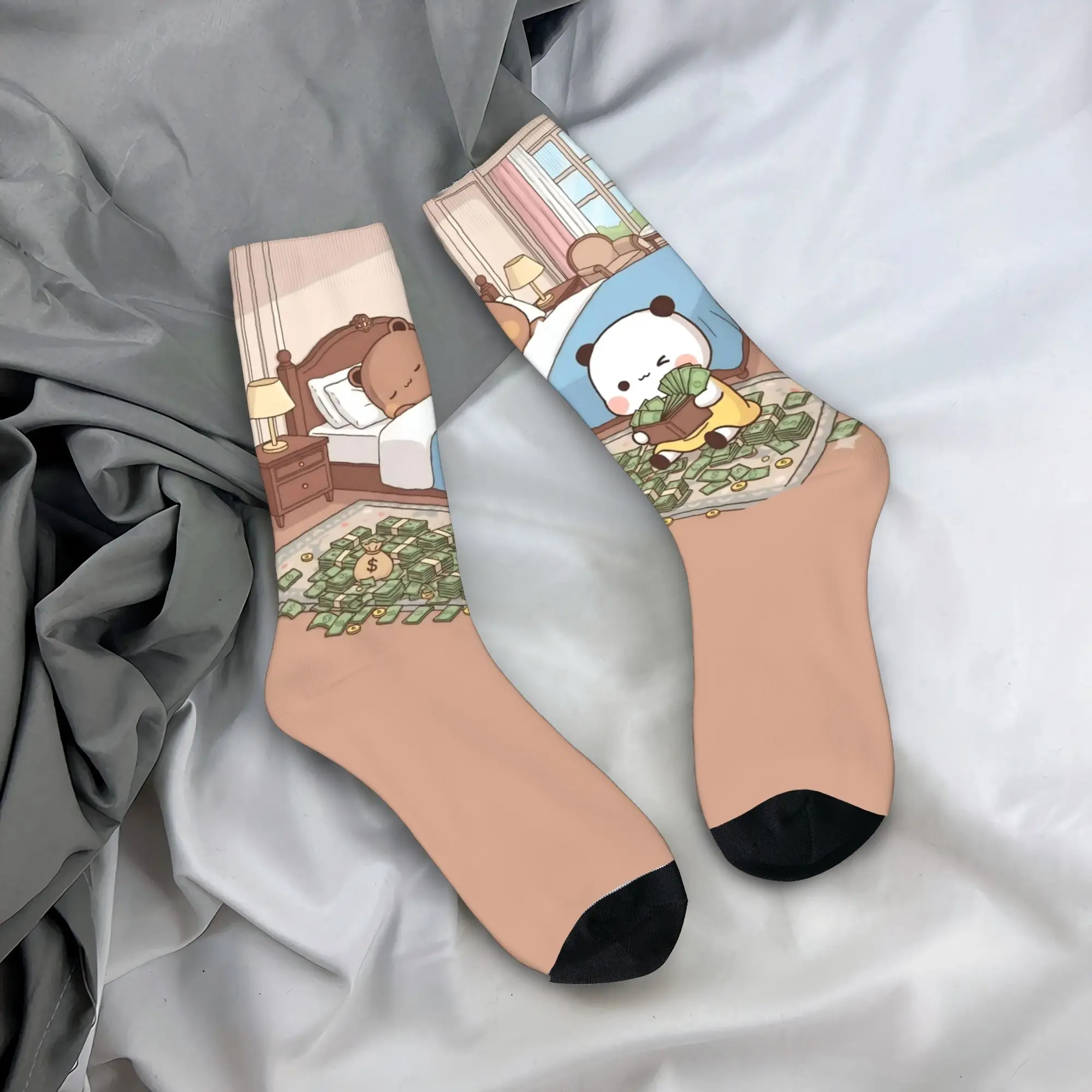 

Bear Cartoon Cute Bubu Dudu Stockings Novelty Socks Unisex Men Quality Socks Autumn Climbing Pattern Non Slip Socks Present