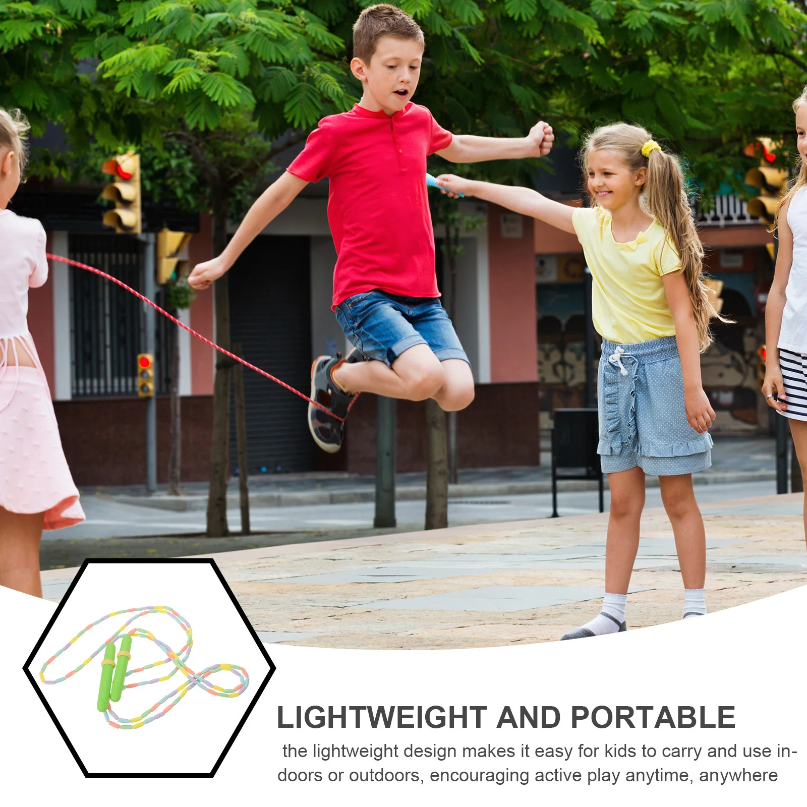 2 Stuks Kralen Springtouw voor Kinderen Lichtgewicht Verstelbare Kinderen Outdoor Fitness Springtouw Party Favor en Elementaire Pe