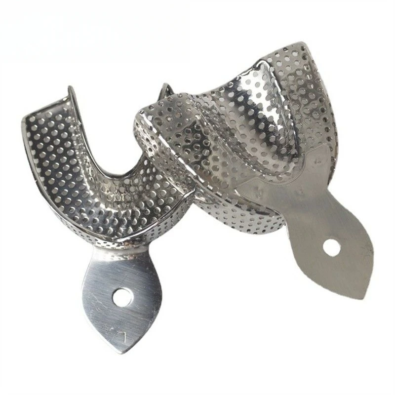 2PCS Dental Impression Instrument Tray Stainless Steel Upper Lower Teeth Rack Laboratory Tool Can Sterilized Under High Pressure