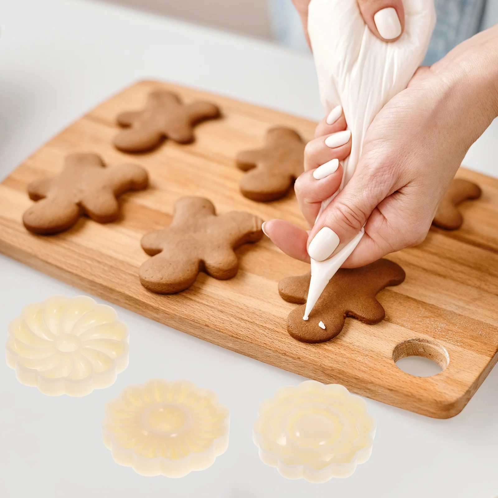 

1Set 3D Food Grade Mooncake Mold 50g Handmade Hand-Pressure Baking Tool DIY Kitchen Cake Cookie Stamps Mooncake Mold
