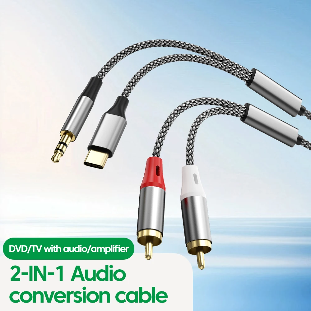 

Type C/3.5mm To 2RCA Aux Audio Cable USB C Male To RCA Male Audio Conversion Cable For PC Speaker TV Box Amplifier DVD Player