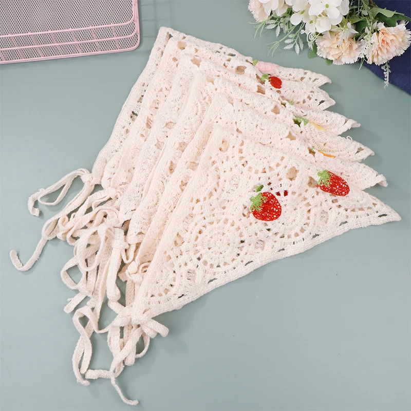 Sweet Handmade Knit Headband Women's Hair Accessories Knit Hook Flower Head Scarf Summer Triangle Scarf Spring Autumn Travel