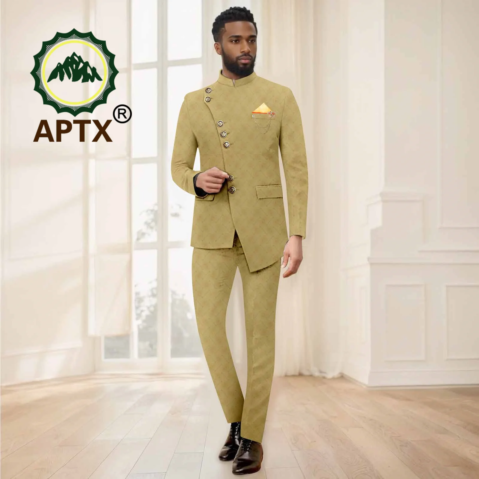 African Suits for Men Traditional Wedding Designed Slim Fit Jacket Pants Set with Kerchief Breastbin High Quality Suit 2416071