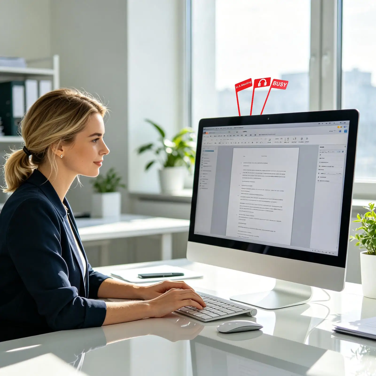 Office Desk Flag 3Pcs Portable Focus Indicator Sign Red Alert Office Desk Flag for Women Home Work Computer Station School