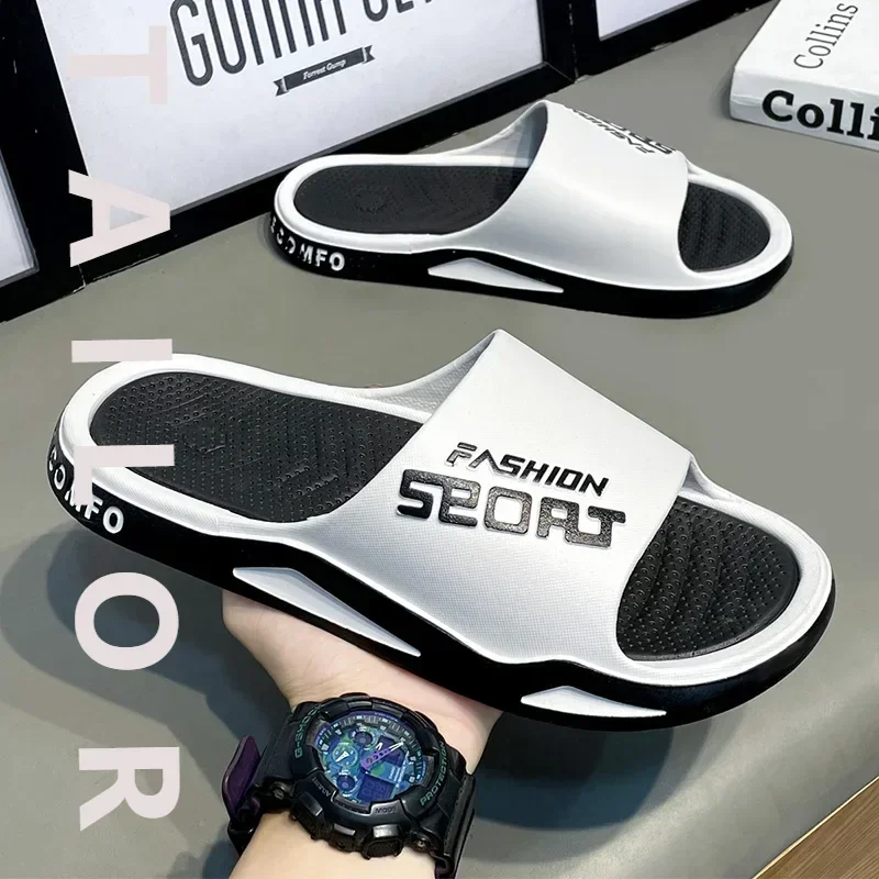 

Модные и спортивные мужские летние тапочки, противоскользящие прочные тапочки из ПВХ, уличные пляжные шлепанцы для мужчин, домашняя удобная обувь