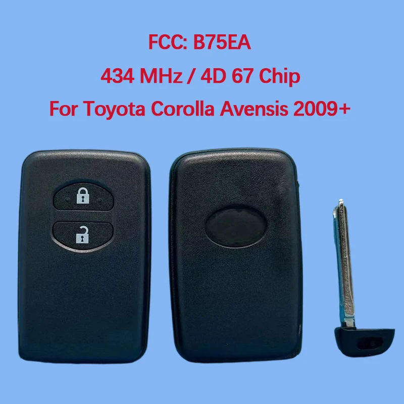

CN007195 Aftermarket Smart Key Fob 433Mhz FSK 89904-0F010 ID74 Chip 2 Buttons Remote Control B75EA For Toyota Corolla 2009+