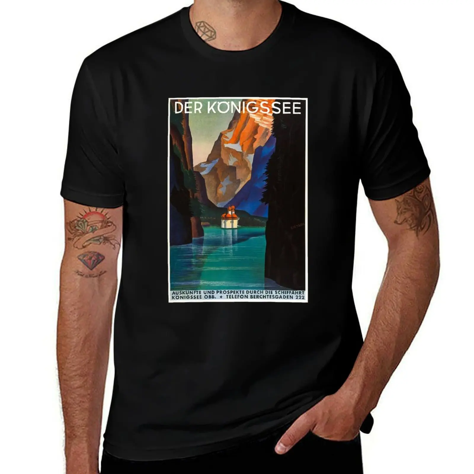 Der K?nigssee - German Travel Poster T-Shirt Plus Size Short Sleeve T-Shirt