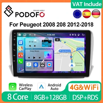 Peugeot 4G CarPlay Android Radio For Peugeot 2008 208 2012-2018 Car Multimedia Player GPS Stereo 2din Head Unit AI Audio 8G+128G