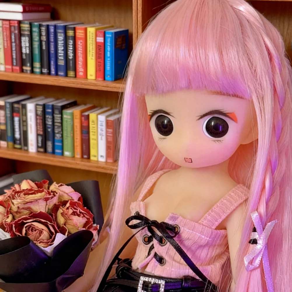 

Adult/Children Handmade Toy 1/6 TPE Doll BJD Doll's Accessories Color Pink Little Braids Long Straight Wig 1PCS