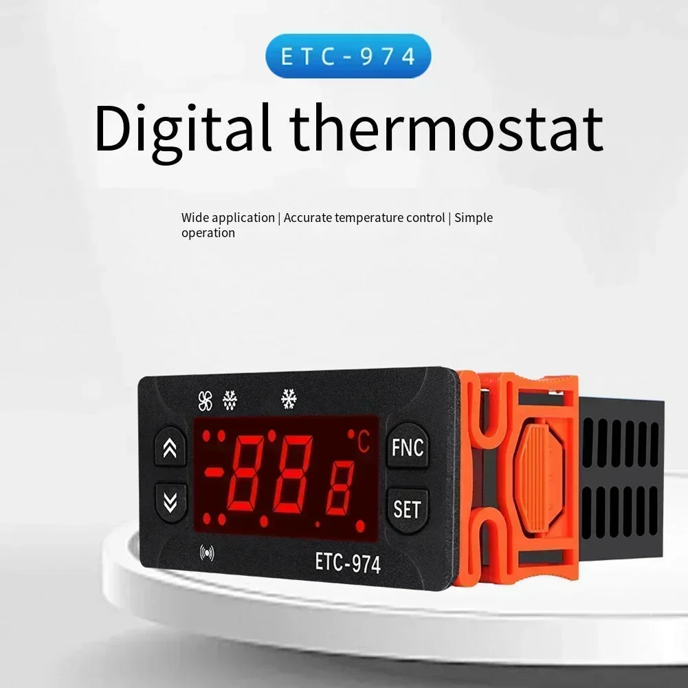 ETC-974 Digital Temperature Controller Dual Sensors Rail-Mounted Thermostat For Cold Storage AC Systems Industrial Chillers