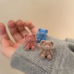Cute Creative Gifts Plush Teddy Bear Opening Ring Women Autumn Winter Sweet Cartoon Index Niche Design Adjustable Rings Jewelry