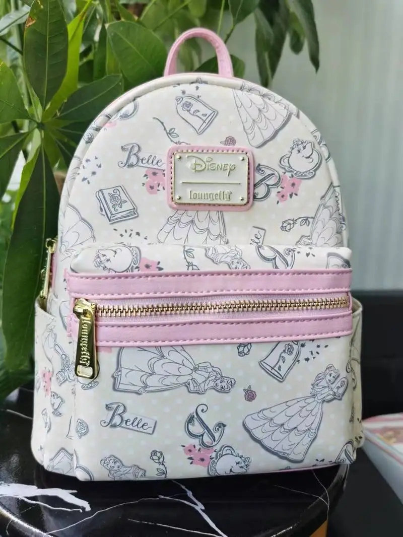 Mochila Disney-Loungefly, bolsa de lazer conveniente, beleza e fera, princesa Bell, menina e menino, novo