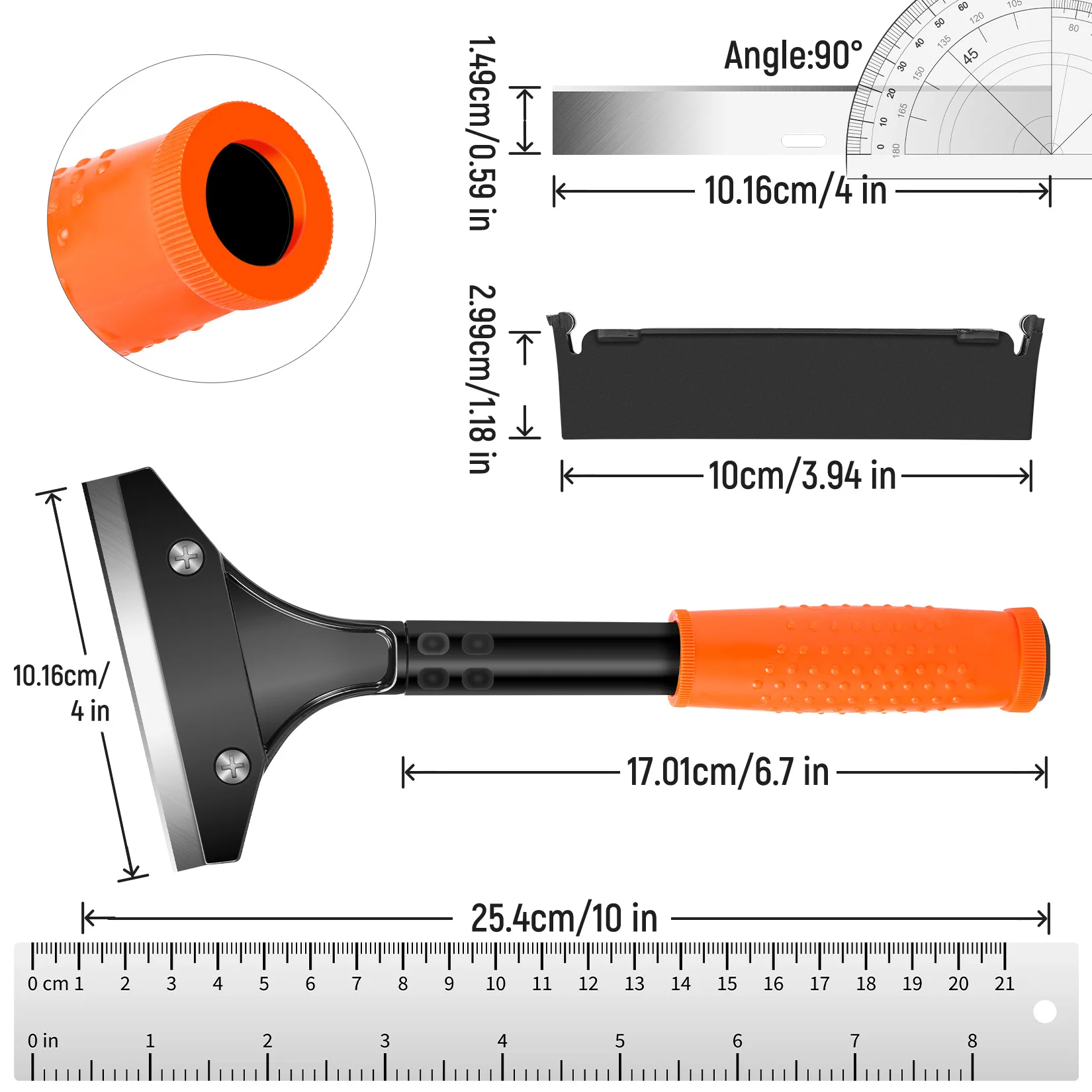 Razor Blade Scraper, Floor Scraper, Scraper Tool for Cleaning, Glass Scraper for Windows, Tile, Stove Top, Cooktop, Oven, Aquari