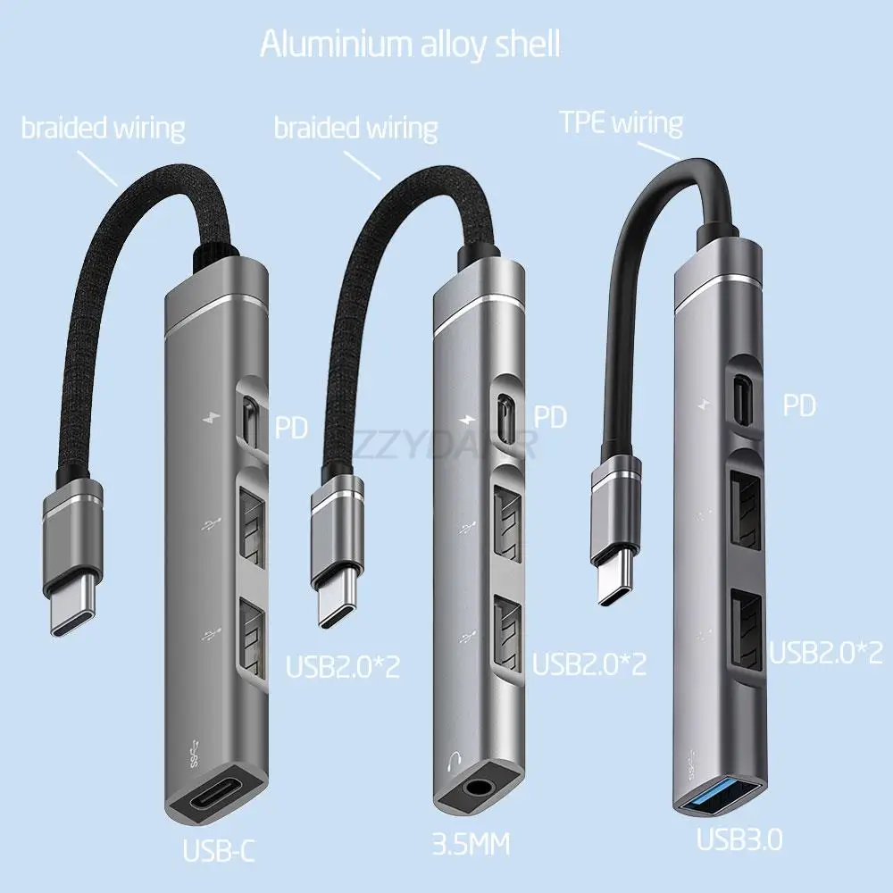 

Type C Hub 4 Ports USB C Hub with 3.5mm Audio Jack 60W Power Delivery USB-A Data Ports to USB C Splitter for MacBook iPhone15/16