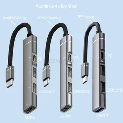 Type C Hub 4 Ports USB C Hub with 3.5mm Audio Jack 60W Power Delivery USB-A Data Ports to USB C Splitter for MacBook iPhone15/16