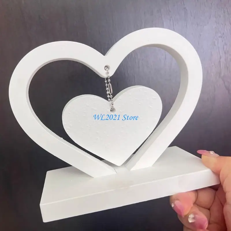 G5GC Double Heart Photo Frame Silicone Mold with Base Bracket Epoxy Resin Jewelry Tool Making Diy Craft Home Decorations