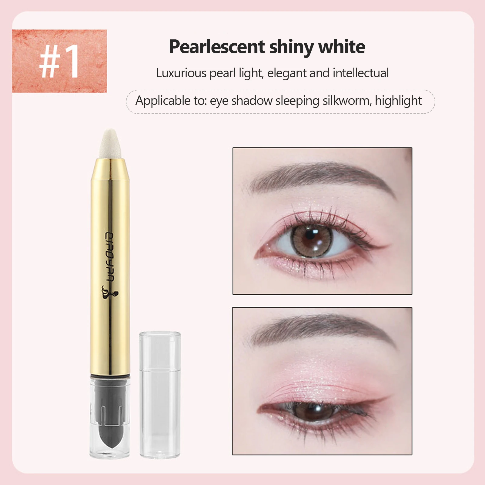 6สีคู่ Glitter Pearly Highlighter ปากกา Brightening Pigmented ยาวกันน้ำยาวนาน Eye Shadow