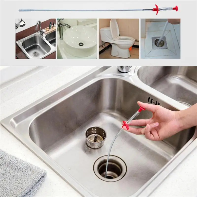 Pipe Dredging Tools Sink Cleaner Sewer Kitchen Drain Snake Spring Pipe Dredging Tool Unblocker Drain Clog Tube Hair Cleaner Hook