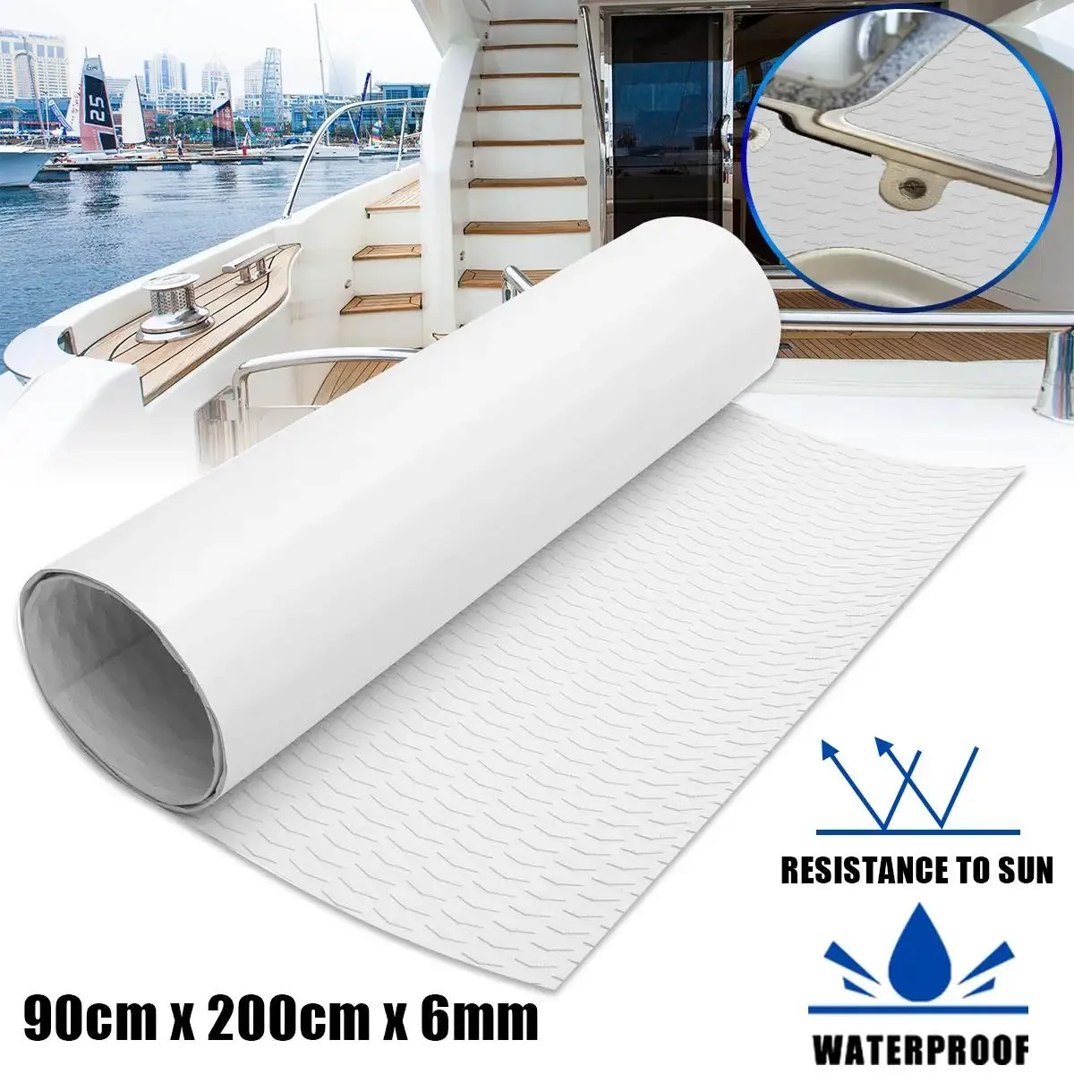 90X200cm EVA Foam Teak Deck Sheet Self Adhesive Boat Yacht Synthetic Decking Foam Sheet 6mm Marine Flooring Mat