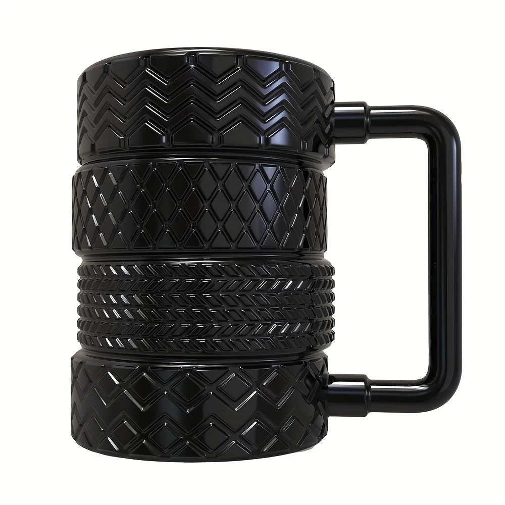 

"Eco-Friendly Reuse" Tire-Shaped Ceramic Coffee Mug - Insulated, Reusable Cup For Car Enthusiasts & Mechanics 380ml