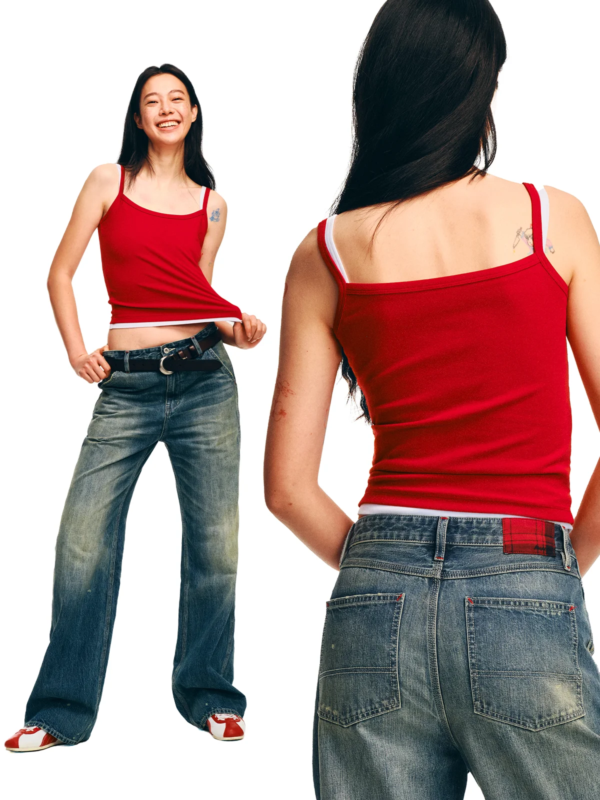 

Slim Fit Knitted Strap U-Neck Vest High Elasticity Chinese Production Women's Summer Fashion Casual Color Top