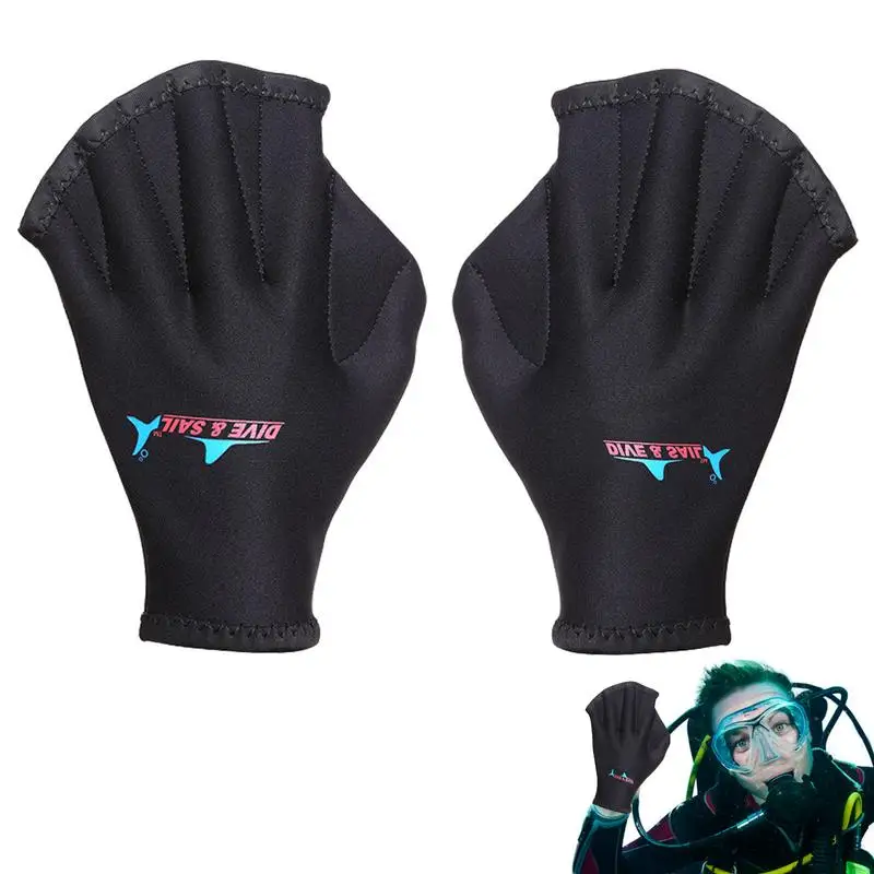 

1 Pair Adjustable Neoprene Webbed Swimming Gloves Aquatic Fit SwimPaddles Snorkeling Diving Hand Web Swim Training Gloves