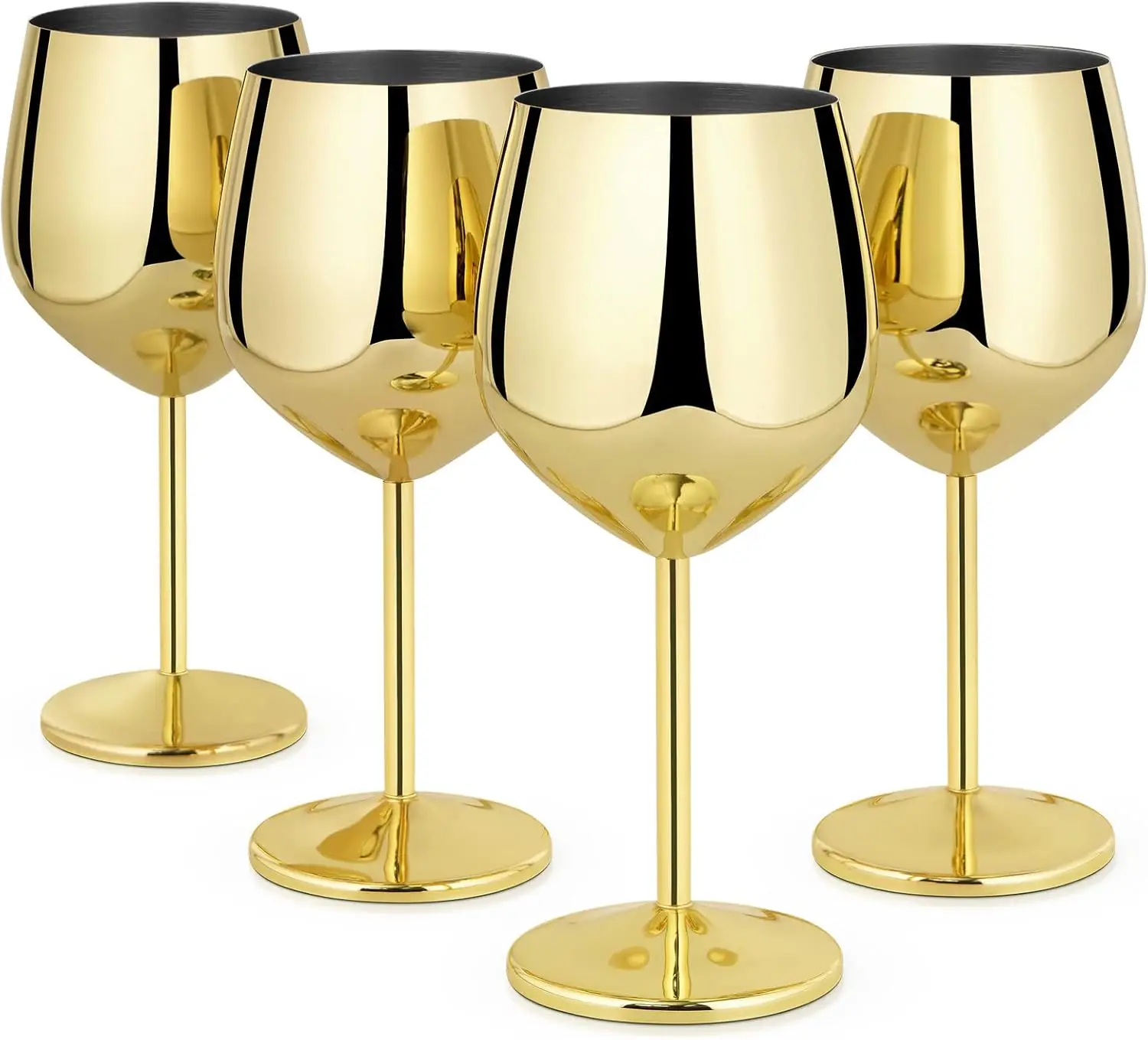 

Stainless Steel Wine Glasses Set of 4, 18oz Stainless Steel Wine Goblets, Stemmed Metal Wine Glasses with Cup Brush for