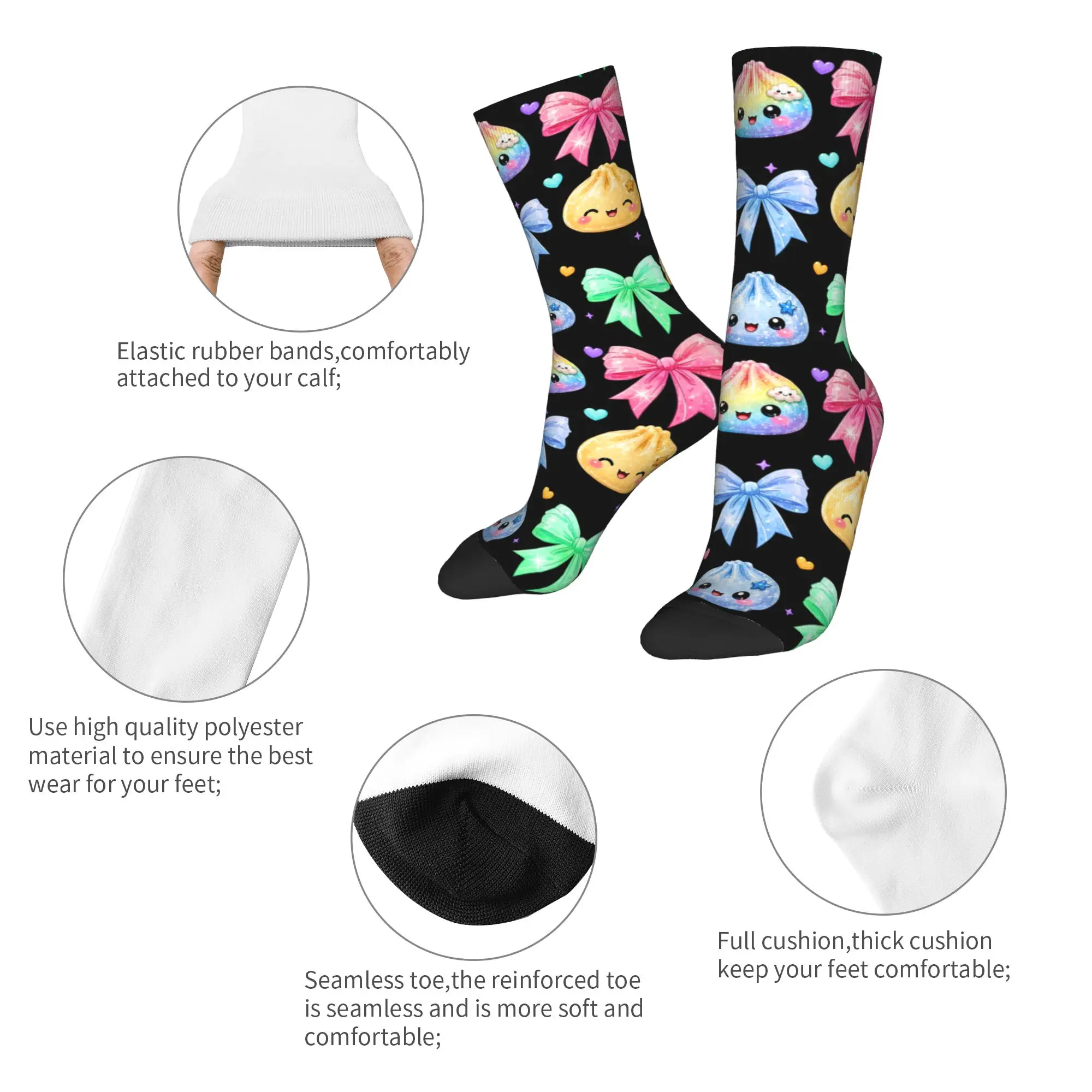 Kawaii Dumpling Cute Pastel Anime Lovers Socks Men Women Polyester Funny Happy  Socks Harajuku Spring Summer Autumn Winter Socks