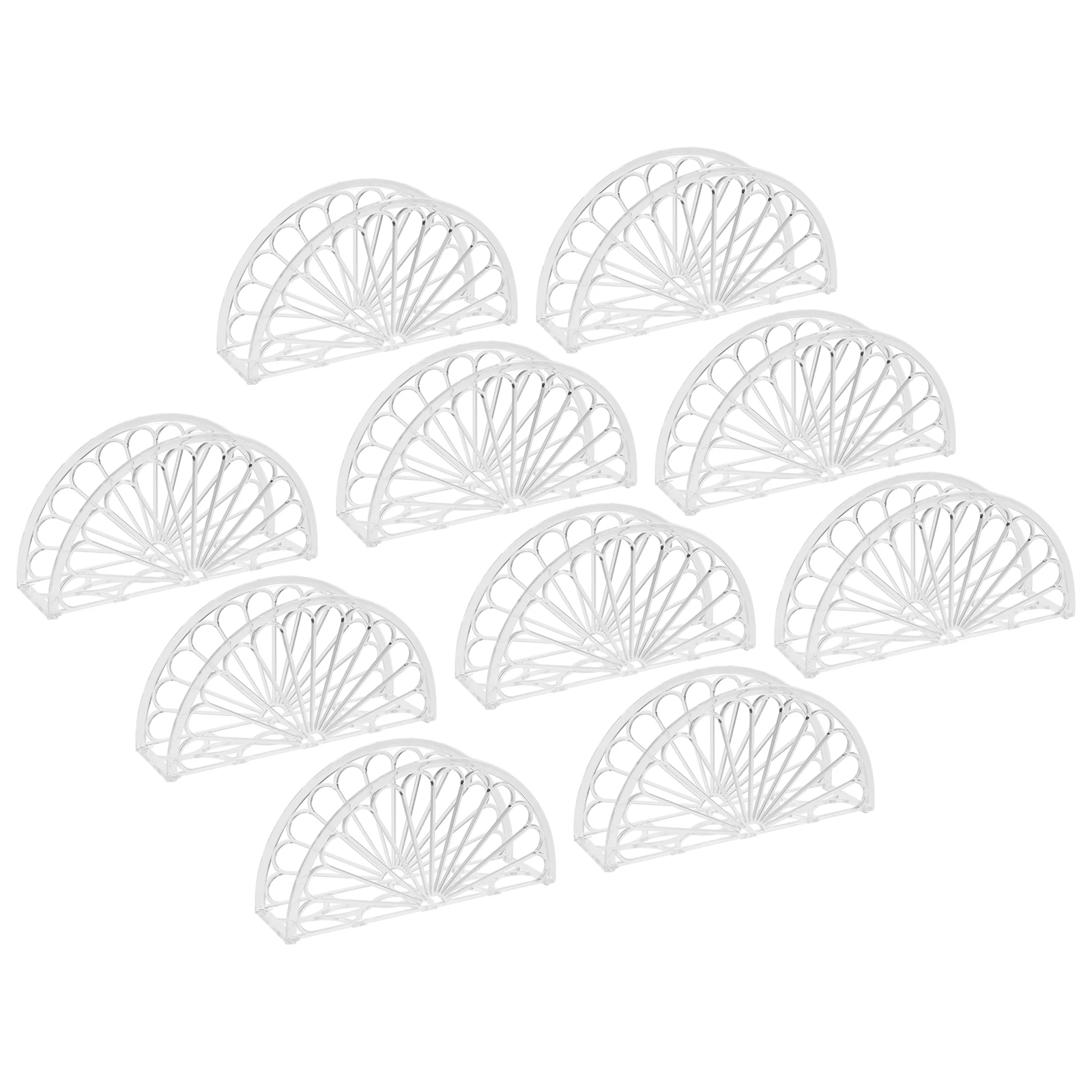 

10pcs Napkin Holder Paper Tissue Stand Clear Plastic Sector Rack Table Dining Serviette Fan Designed Practical Elegant Simple