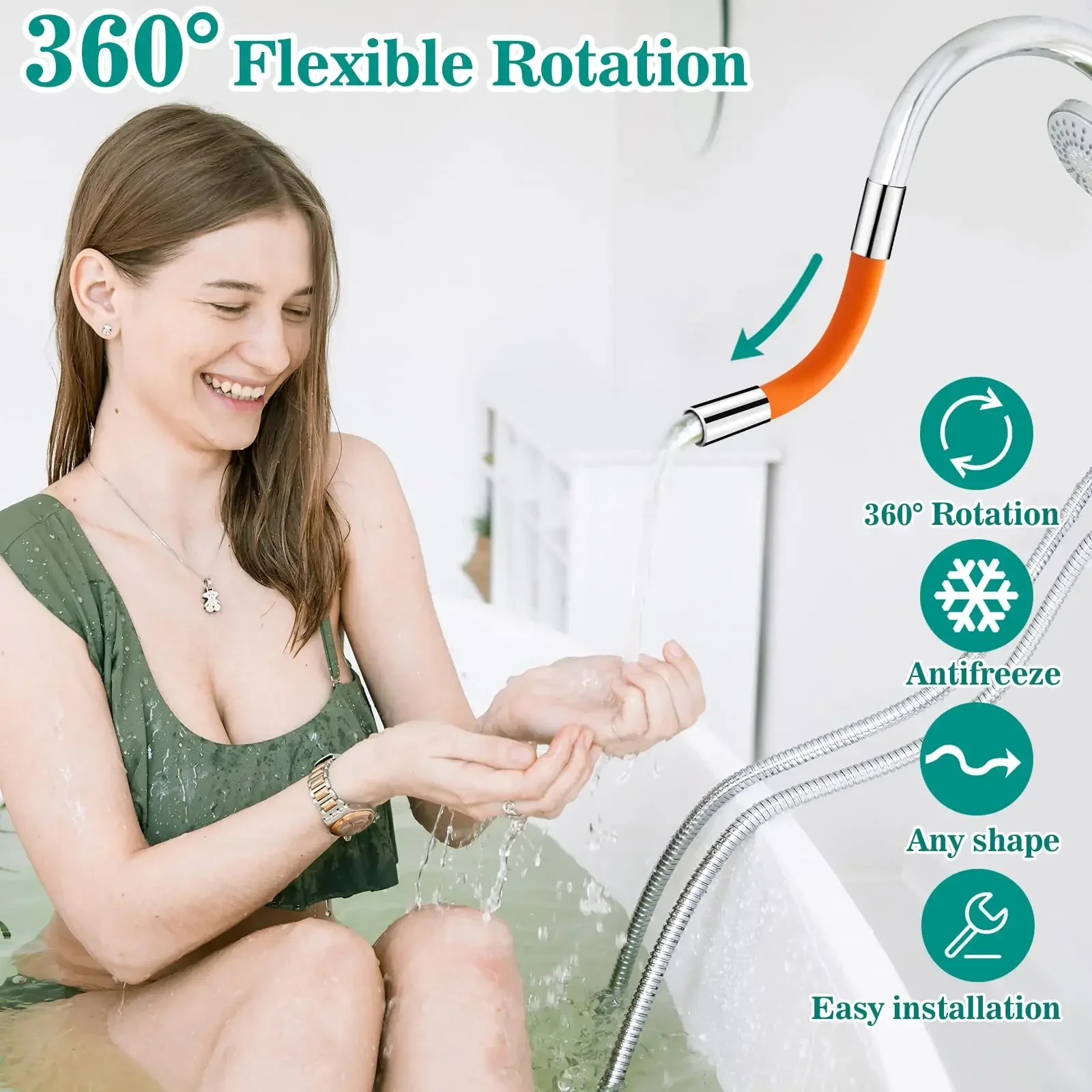 360 ° Flexible Hose Extension Pipe Universal Extension Tube Connnector Faucet Extender Splash-proof Kitchen Bathroom 20/30/50cm