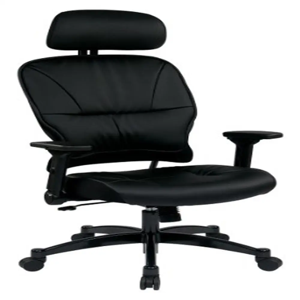 

Adjustable Eco Leather Executive Chair with Lumbar Support Flip Arms and Gunmetal Base Commercial Grade Executives