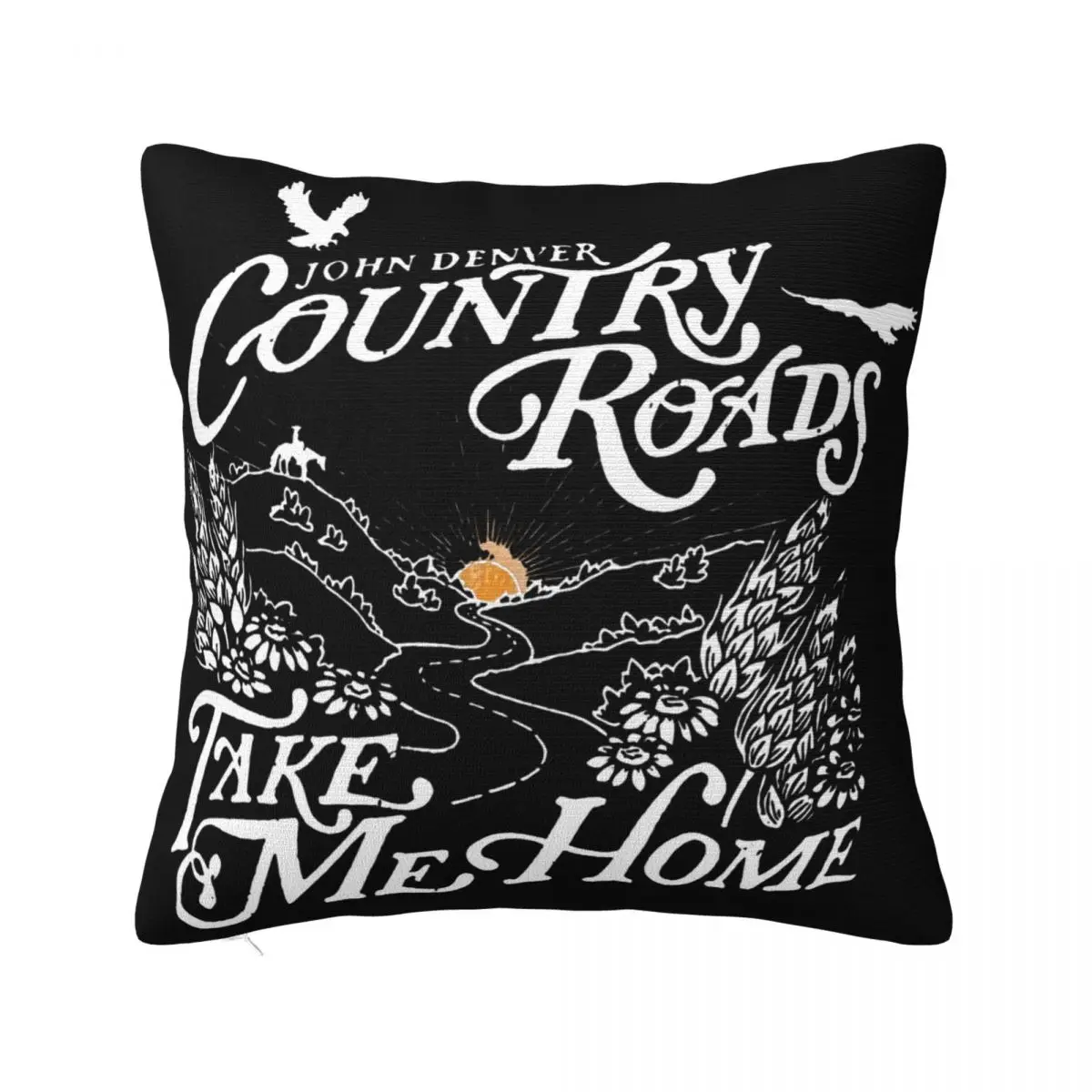 John Denver Country Roads Relaxed Casual Charcoal Graphic Men Solid Color Designing Tops Pillow Case