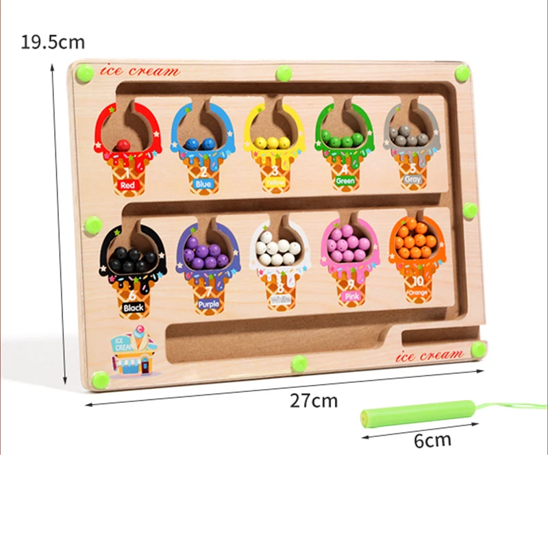 Montessori Magnetic Color Sorting Games Maze Board Pen Moving Bead Games controllo in legno gioco sensoriale giocattoli educativi per bambini