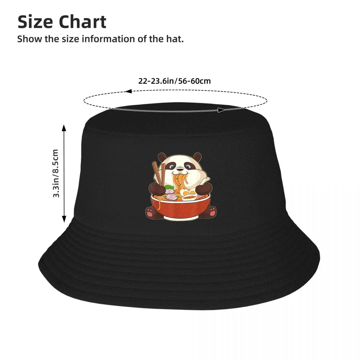 Kawaii Cute Anime Panda Otaku Japanese Ramen Noodles Gift Bucket Hat Panama For Bob Hats Outdoor Fisherman Hat Beach Fishing Cap