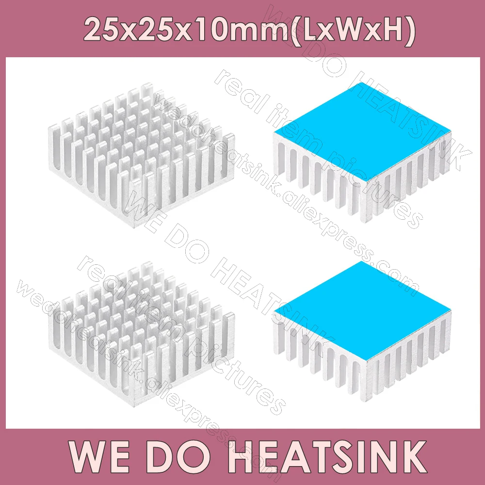 

WE DO HEATSINK 25x25x10mm Without or With Thermal Pad Silver Slotted Cooler Heatsink For IC Packages,BGA,PGA,QFP,LCC