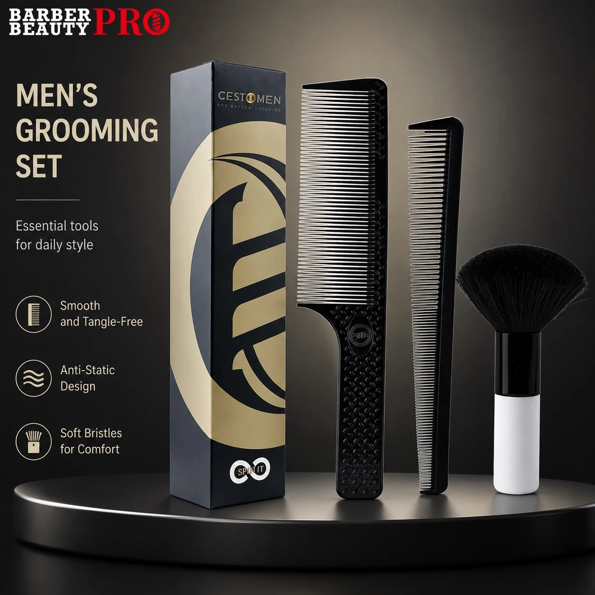3-teiliges professionelles Haarschneidekamm-Set – Doppelzahn-Design für Herrenpflege und Salon-Styling, Entwirrungskamm für alle Haartypen