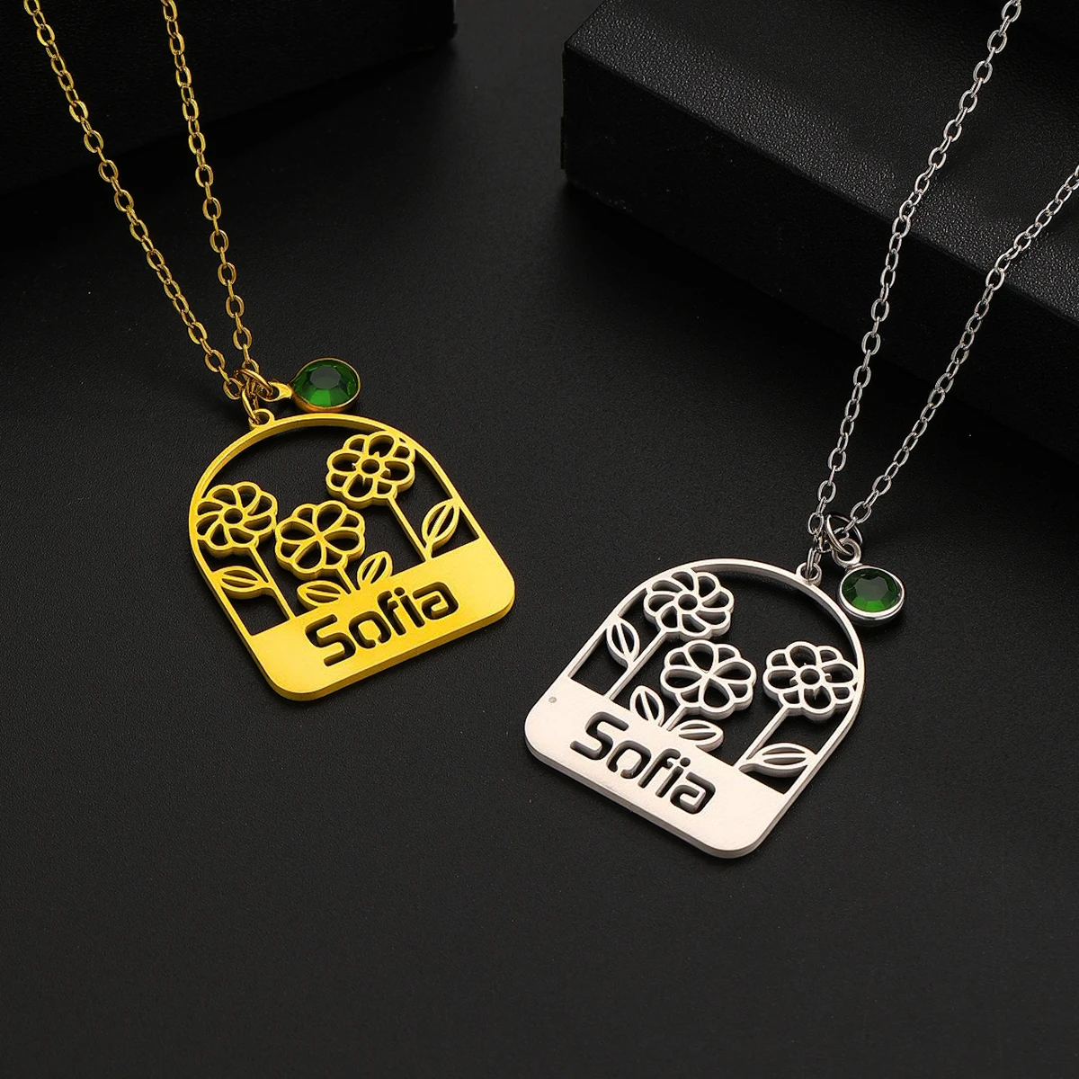 

Todorova персонализированное индивидуальное имя модное полое милое ожерелье с маленьким цветком очаровательные ювелирные изделия из нержавеющей стали