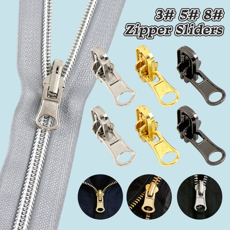 5/10/20Stück 3 # 5 # 8 #   Metall-/Nylon-/Harz-Reißverschlussköpfe für Jacken, doppelseitige Reißverschlusszieher, Kleidungsreißverschlüsse, Nähzubehör