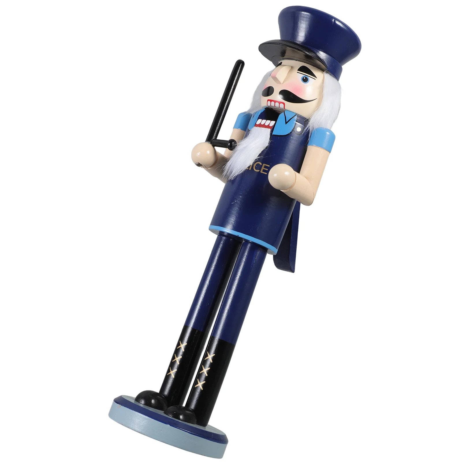 

38Cm Christmas Nutcracker Wooden Decor Police Style Table Standing Decoration for Holiday Gathering Centerpiece Xmas Gift Idea