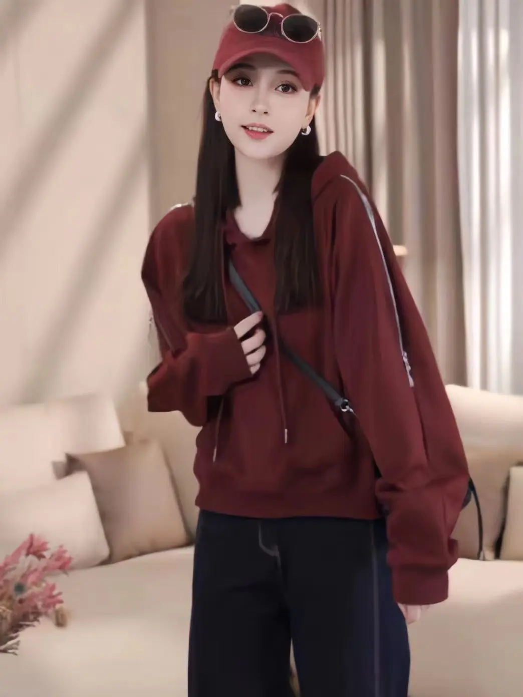 Sudaderas con capucha para mujer, ropa bonita con Base corta, mangas para adolescentes, cintura cortada Irregular, adelgazante, longitud corta, elástica, sin tapa