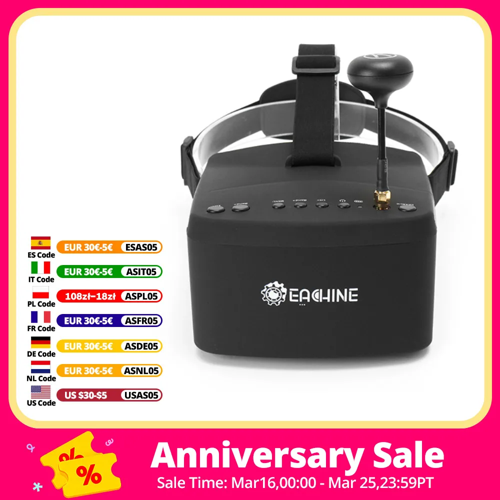 

Eachine EV800 5 Inches 800x480 5.8G 40CH Raceband Auto-Searching FPV Goggles For RC Drone FPV