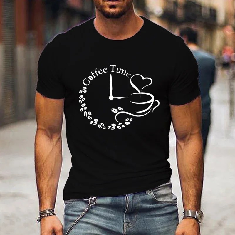 Men's Classic Breathable T-Shirt, Creative Economy, Fashionable Economy, Coffee Clothing, Graphic Economy