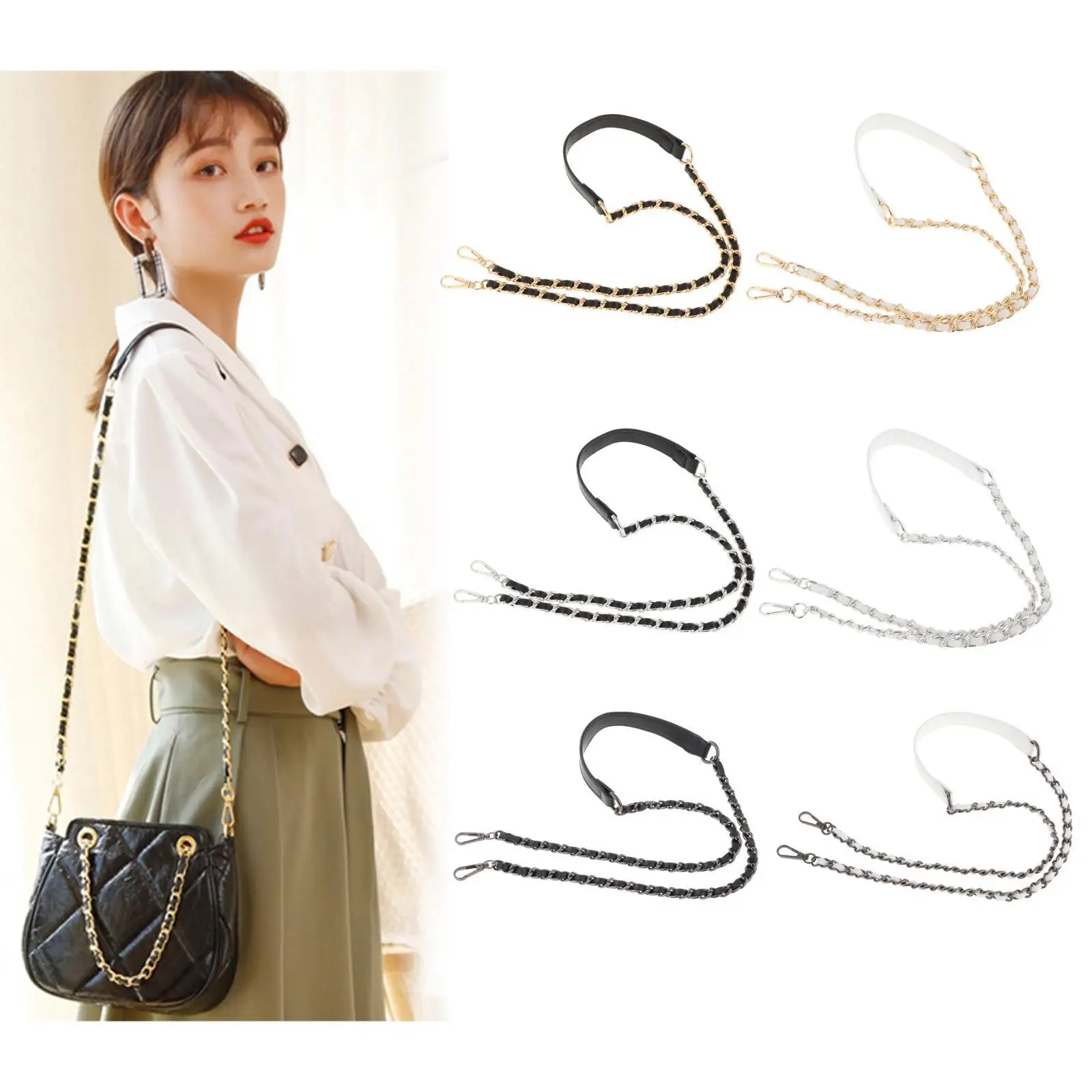 

Long Purse Chain Strap Crossbody with Buckle Shoulder Strap Accessories Detachable DIY Leather for Replacement Decoration Wallet
