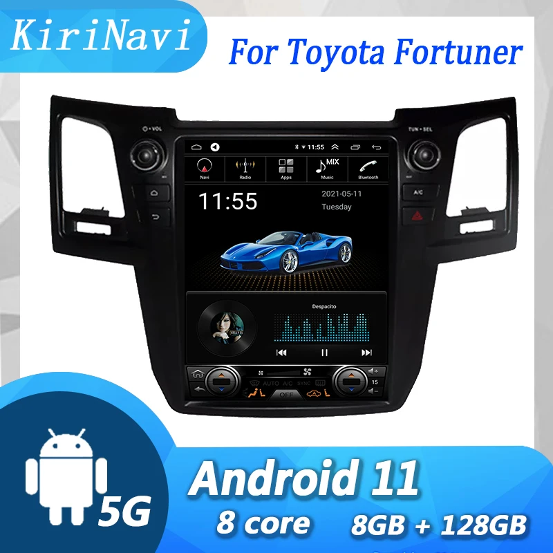 

KiriNavi 12.1" Vertical Screen Tesla Style For Toyota Fortuner Revo Android 11 Car DVD Player Radio GPS Navigation 4G 2012-2015