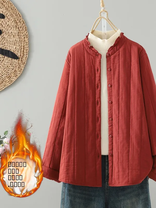 

Универсальное хлопковое пальто с кружевным воротником и цветочным принтом, осень-зима, длинное пальто-стойка с воротником-стойкой, женское модное пальто