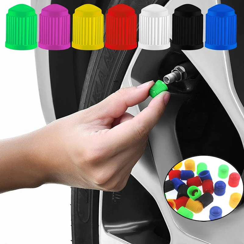 20/50 pçs tampa da válvula de pneu de plástico do carro colorido tampa de proteção contra poeira com vedação válvula de bicicleta proteção contra poeira acessórios do carro