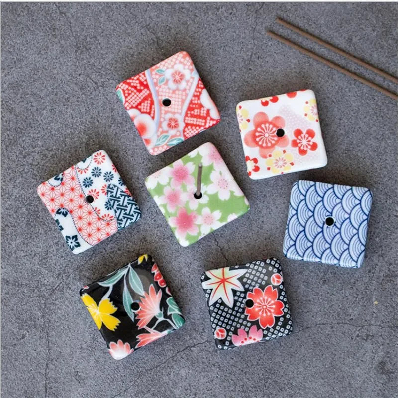 Ceramic Incense Sticks Square Incense Sticks Retro Vintage Pattern Line Pattern Ceramic Incense Holder Home Decoration Ornaments