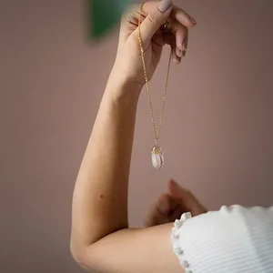 Weißer Kristallquarz Point Pingente, natürliche handgefertigte Reiki -Heilung, Gold- und Silberfarbe, 1PC 6 Hauptverkäufe weiblicher Silber - №5